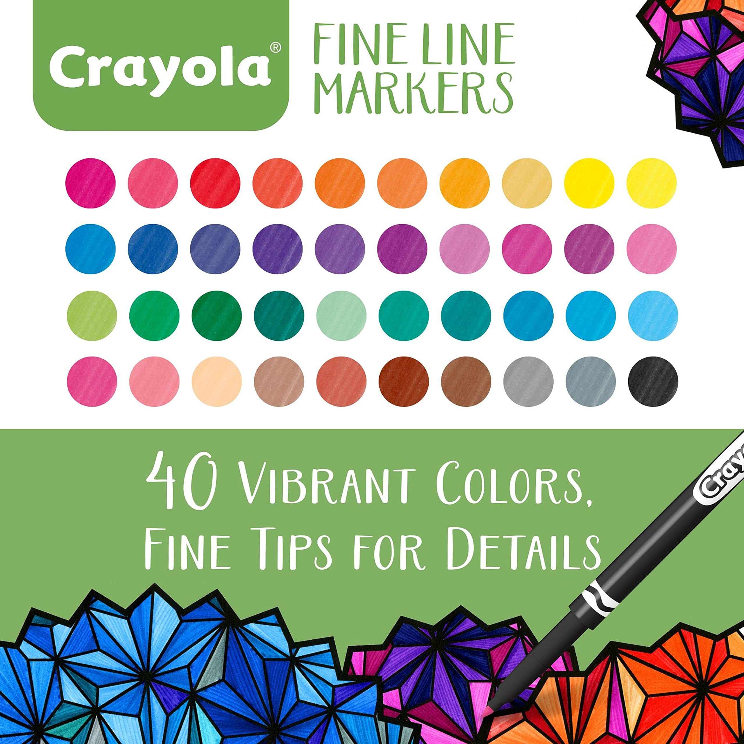 Crayola Fine Line Markers For Adults 40 Count, Fine Line Markers for Adult Coloring Books, Back to School Markers [Amazon Exclusive]