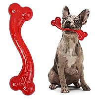 Ethical Pets SPOT Play Strong S-Shaped Bone Dog Toy | Interactive Durable Rubber Dog Toy for Aggressive Chewers | Hollow Center Ideal for Treats | 12”, Red