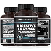 Focus Pharmacology Digestive Enzymes and Priobiotics Blend - 60 Ct Protease, Lipase, Lactase, Galactosidase, Acidophilus, Casei, Plantarum