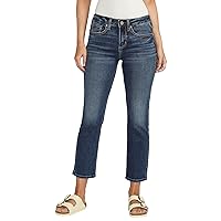 Silver Jeans Co. Women's Suki Mid Rise Curvy Fit Straight Crop Jeans
