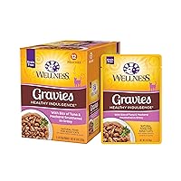 Wellness Healthy Indulgence Gravies Grain-Free Wet Cat Food, Made with Natural Ingredients and Quality Proteins, Complete and Balanced Meal, 3 oz Pouches (Tuna & Mackeral in Gravy, 24 Pack)