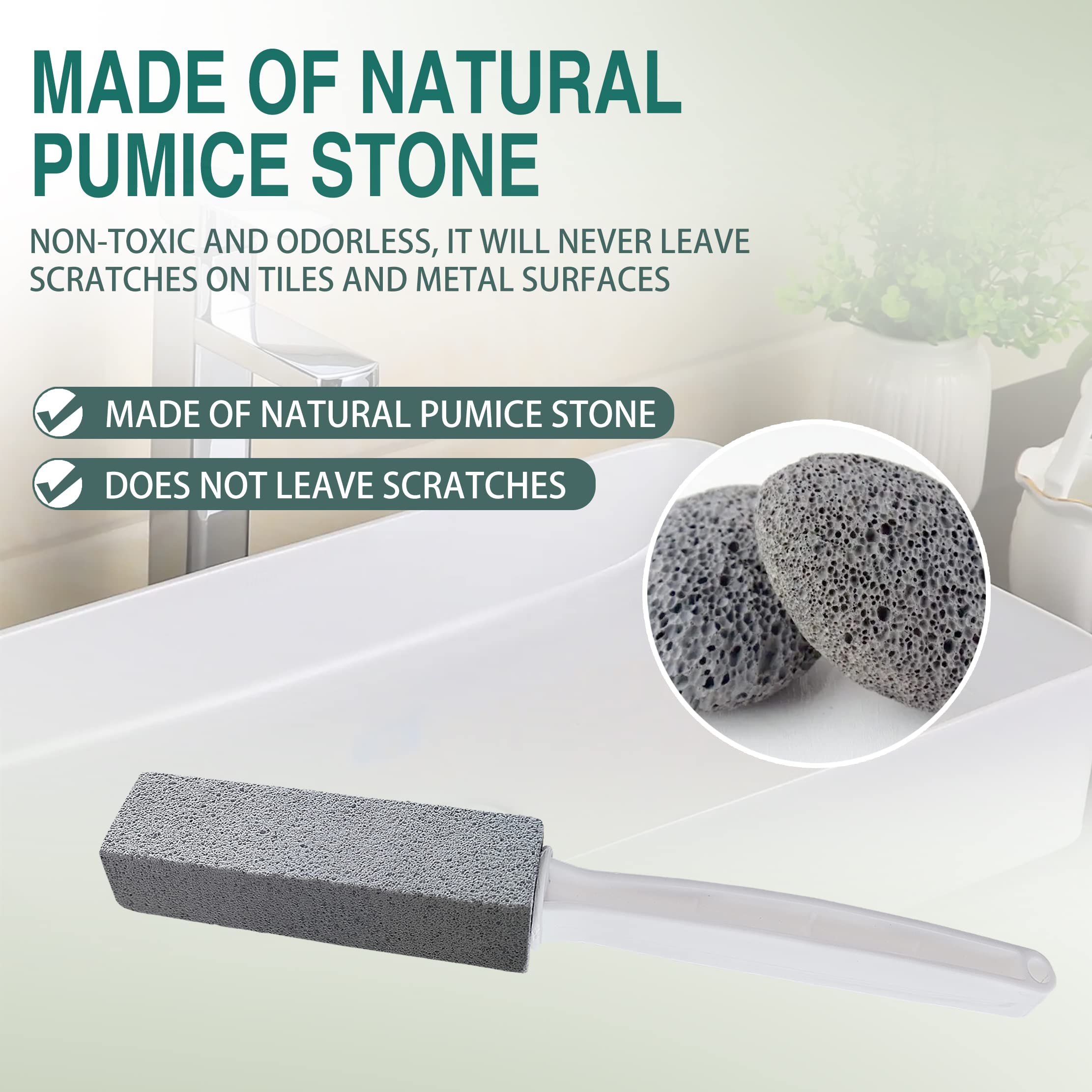 2 ps Pumice Stone Toilet Cleaner Tool Stain Hard Water Ring Remover for Toilet, Pool, Bathroom, Sink (Grey)