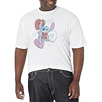 Disney Big & Tall Lilo & Stitch Heart Pizza Men's Tops Short Sleeve Tee Shirt