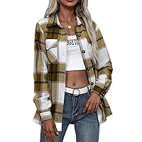 EFOFEI Womens Button Down Plaid Casual Shirts Boyfriend Long Sleeve Oversized Blouses Chunky Loose Tops
