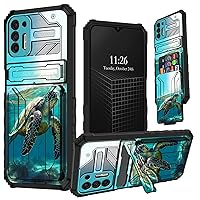 for Moto G Stylus 2021 4G Wallet Case Turtle Swimming for Women Girls Girly Pretty Cases 3 Card Slot Hidden Dual Layer Hybrid Rugged Protective Cover for Motorola Moto G Stylus 2021 4G
