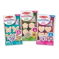 Melissa & Doug Created By Me! Paint & Decorate Your Own Wooden Magnets Craft Kit – Butterflies, Hearts, Flowers - Kids Craft Kits, Great Activity For Rainy Days And Party Favors, Ages 4+