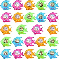 Cotiny 24 Pieces Fish Ring Toss Games Handheld Water Fish Colorful Arcade Retro Pocket Toys for Kids Retro Game Party Favors Game Prizes Travel Pastime
