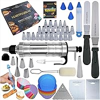 Cake Decorating Kit, 159 Baking Supplies, Icing Gun with 30 Piping Tips, Frosting Piping Kit for Beginners or Professionals: Cupcake Liners, 2 Spatulas, 3 Scrapers, Silicone Cups & More