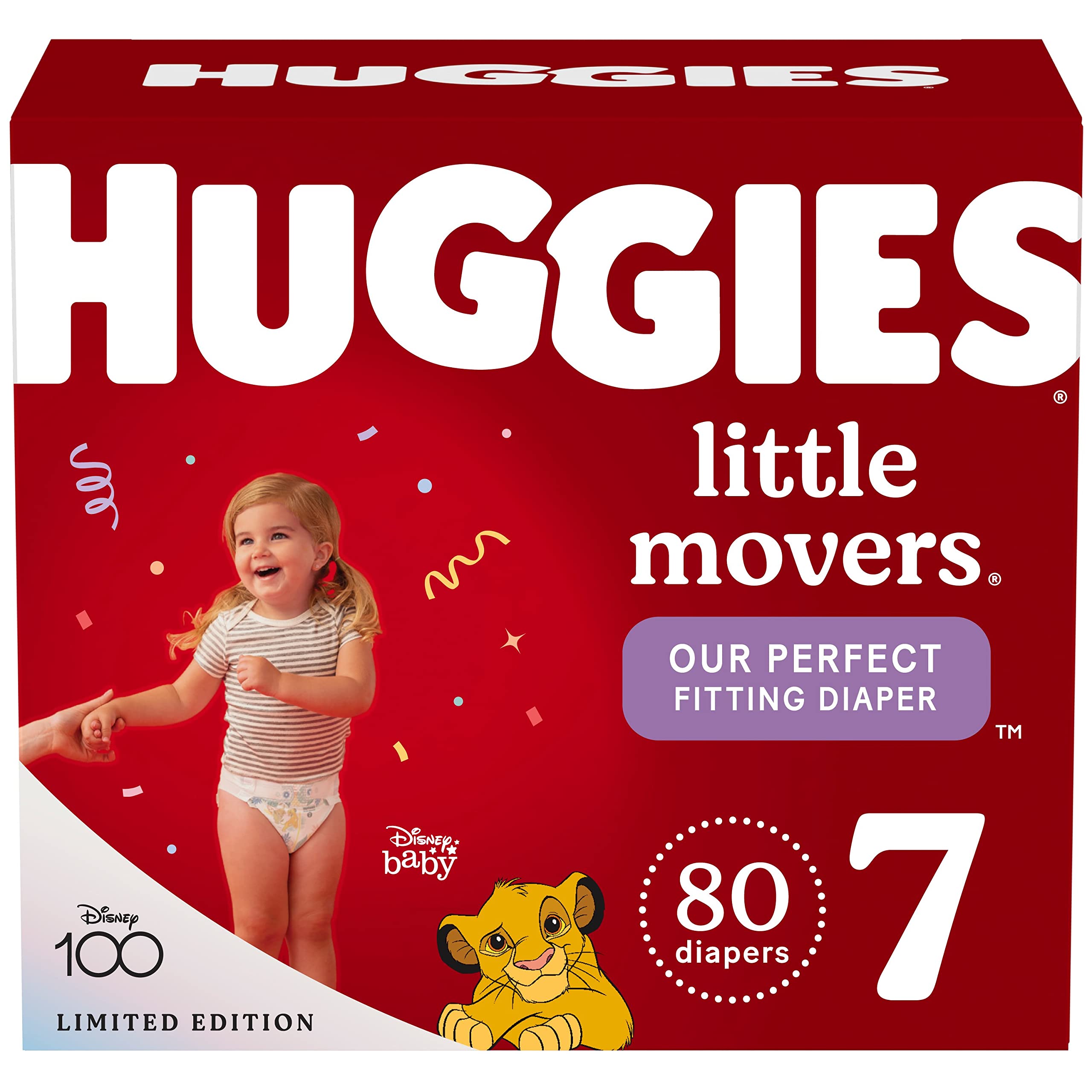 Huggies Little Movers Baby Diapers, Size 7 (41+ lbs), 80 Ct