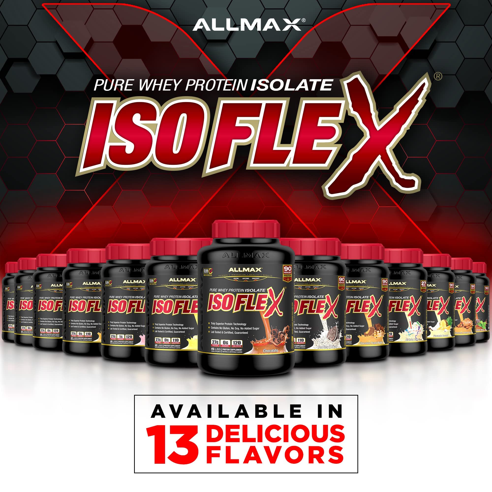 ALLMAX Nutrition - ISOFLEX Whey Protein Powder, Whey Protein Isolate, 27g Protein, Cookies & Cream, 2 Pound