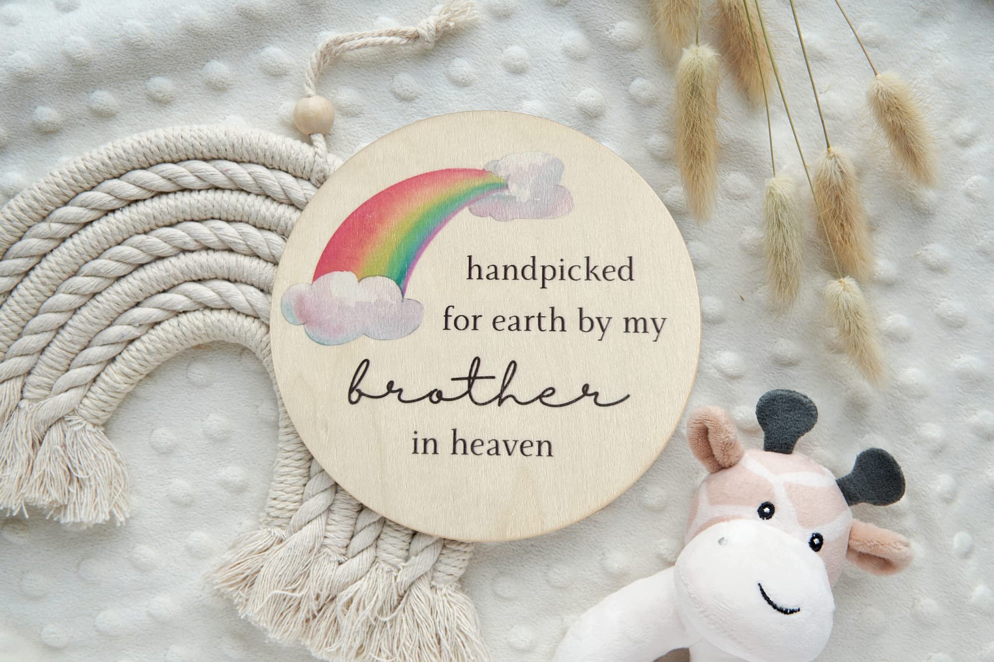 Handpicked by my Brother in Heaven Pregnancy Announcement Rainbow Baby Sign