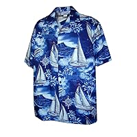 Pacific Legend Mens Ocean Sailing Dream Cruise Shirt in Navy Blue - 4X