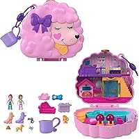 Polly Pocket Compact Playset, Groom & Glam Poodle Set with 2 Micro Dolls, Color Change & Water Play
