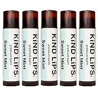 Kind Lips Lip Balm - Nourishing & Moisturizing Lip Care for Dry Lips Made from Shea Butter, Beeswax with Vitamin E |Sweet Mint Flavor | 0.15 Ounce (Pack of 5)