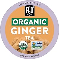 Organic Ginger Tea K-Cup Pods, 24 Pods by FGO - Keurig Compatible - Naturally Caffeine-Free Herbal Tea, Premium Ginger Tea is USDA Organic, Non-GMO, & Recyclable