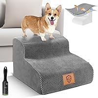 High Density Foam Pet Stairs,Non-Slip Dog Stairs 2 Tiers,11.8