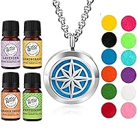 Wild Essentials Nautical Star Necklace Essential Oil Diffuser Kit, Lavender, Lemongrass, Peppermint, Orange Oils, 12 Refill Pads, Calming Aromatherapy Gift Set, Customizable Color Changing, Perfume