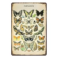 Vintage Butterfly Metal Tin Sign (8x12 Inch) - Cottagecore Wall Art Butterfly Poster - Retro Wall Decor for Bedroom & Living Room