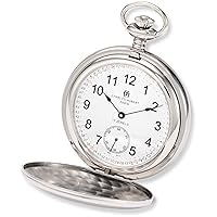 Charles-Hubert, Paris 3907-WRR Premium Collection Stainless Steel Polished Finish Double Hunter Case Mechanical Pocket Watch