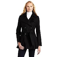Via Spiga Women's Double Breasted Short Button Front Belted Trench Coat