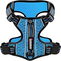 BARKBAY Dog Harness No Pull with ID Tag Pocket - Heavy Duty, Reflective, Easy Control for Large Dogs (Blue/Black,L)
