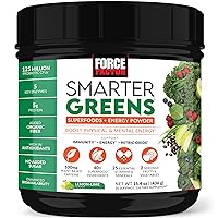 FORCE FACTOR Smarter Greens Superfoods + Energy Powder, Greens Powder with Plant-Based Caffeine, Probiotics, and Digestive Enzymes, Superfood Powder to Boost Energy and Support Immunity, 30 Servings
