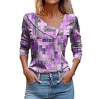 Womens Shirts Trendy Comfortable Printed Long Sleeve Going Out Tops for Women V Neck Womens Trendy Tops