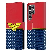 Head Case Designs Officially Licensed Wonder Woman DC Comics Costume Logos Leather Book Wallet Case Cover Compatible with Samsung Galaxy S24 Ultra 5G