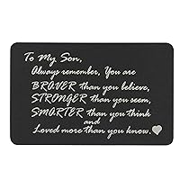 Braver Stronger Smarter To MY Son Engraved Metal Wallet Mini Insert Gift Love Note Card f/Graduation Birthday Sweet 16