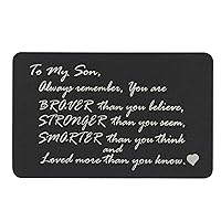 Braver Stronger Smarter Son Engraved Metal Wallet Mini Insert Gift Note Card