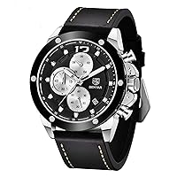 Benyar Men's Analogue, Quartz Chronograph Watch - Waterproof - Business and Sports Design - Leather Strap - Ideal Gift for Men