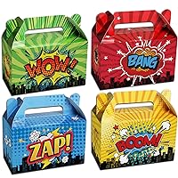 24 Pack Hero Party Favor Boxes Super theme Comic Hero Goodies Gift Bags Hero Action Sign Candy Treat Boxes for Kids Boys Girls Baby Shower Birthday Party Decorations Supplies 6 x 3 x 5.5 Inches