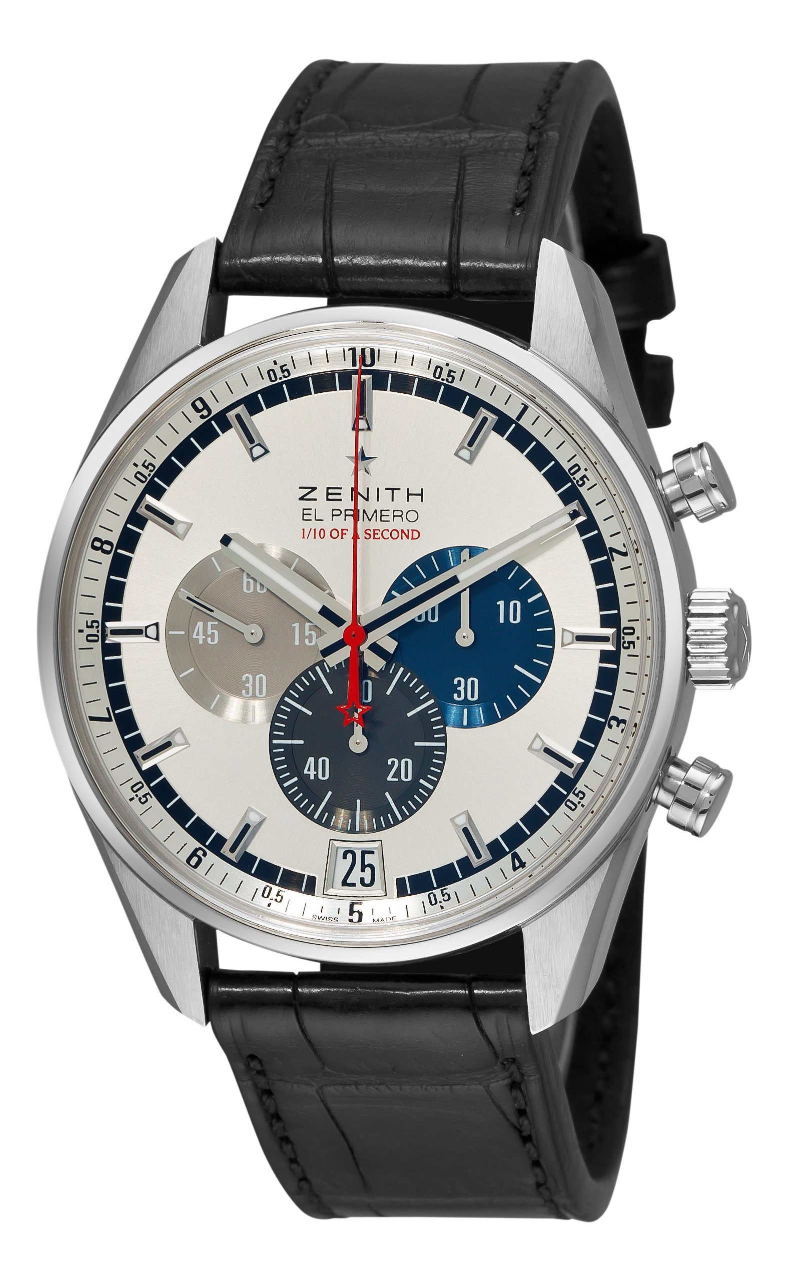Zenith Men's 03.2041.4052/69.c496 El Primero Striking 10th Chronograph Silver Chronograph Dial Watch