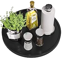 Lazy Susan Organizer, 13.2 Inch Non-Skid Bamboo Lazy Susan for Kitchen Table cabinets Closets and Kitchen Islands, Wood Turntable for Kitchen Countertop Organizer Black
