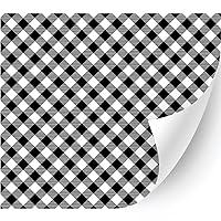 Plaid & Checker Box Patterned Adhesive Vinyl (Black and White Tablecloth, 13.5