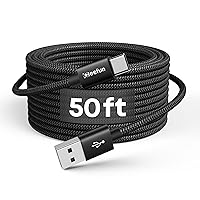 CLEEFUN Extra Long USB C Cable 50ft/15m, 50 Foot USB to USB C Cable Power Cord, 50 ft USB A 2.0 to USB Type C Charging Cable (no Data) for USB-C Phone, Tablet, Camera, Speaker, Nylon Braided