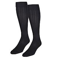 Women's Compression Socks Dress Trouser Style Over Calf Knee High, Black, Small