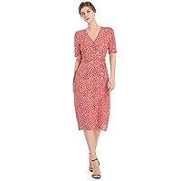 Women's Casual Summer Dress Floral Viscose Crepe Midi Wrap Dress Inspired by 1940s Vintage Style