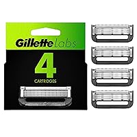 Labs Mens Razor Blade Refills Compatible with Gillette Labs Razors - 4 Cartridges With Exfoliating Bar