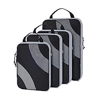 BAGSMART Compression Packing Cubes, 4 Set Travel Packing Cubes for Carry on Suitcases, Compression Suitcase Organizers Bag Set & Travel Cubes for Luggage, Lightweight Packing Organizers Black