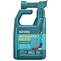 Sunday Mosquito Deleto - Mosquito Repellent & Bug Control Spray - Concentrated Lemongrass & Cedar Oils - for Mosquitoes, Fleas, & Ticks - Lasts up to 4 Weeks - Hose-On Sprayer, 32 Fl Oz