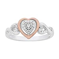 14K Rose Gold Plated .925 Sterling Silver Diamond Accented Three Heart Infinity Promise Ring (I-J Color, I2-I3 Clarity)