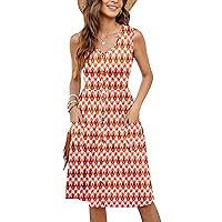 MOLERANI Women Summer Dresses Sleeveless Casual Loose Swing Button Down Midi Dress with Pockets