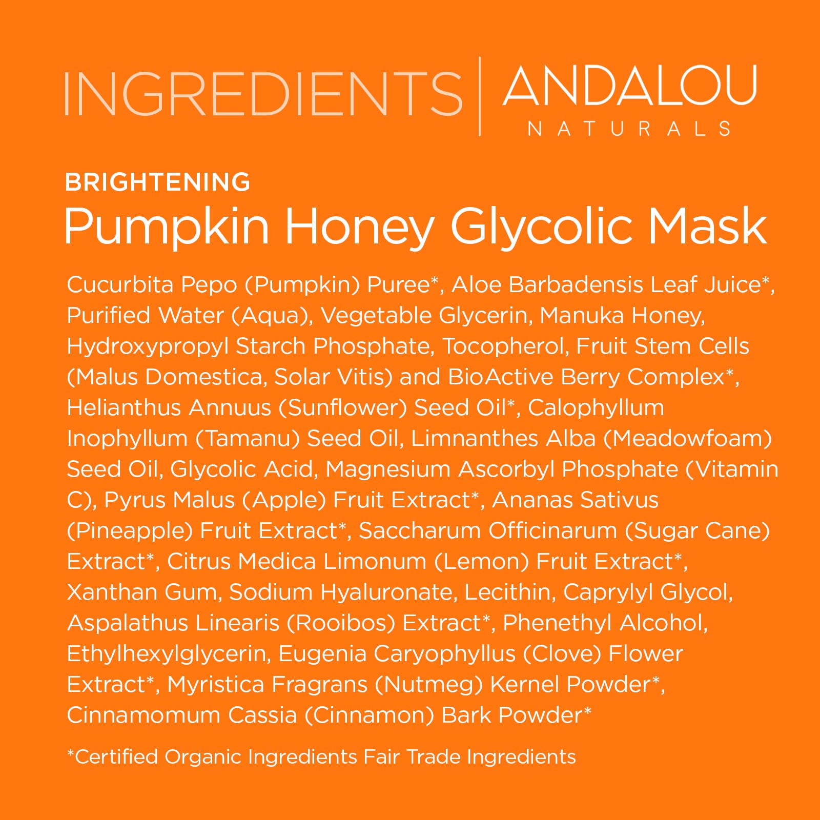 Andalou Naturals Brightening Mask, Pumpkin Honey Glycolic, 1.7 Ounce