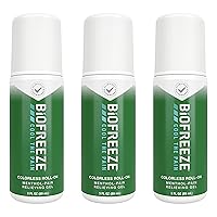 Pain Relief Roll-On, Arthritis Pain Reliver, Knee & Lower Back Pain Relief, Sore Muscle Relief, Neck Pain Relief, FSA Eligible, 3 Pack (3 FL OZ Biofreeze Menthol Roll-On)