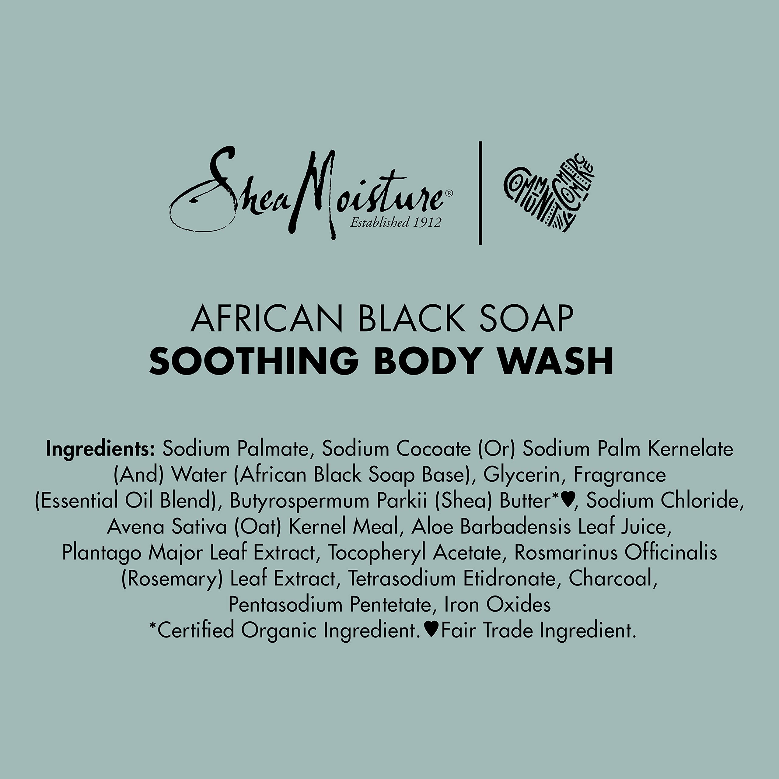 SheaMoisture Soothing Body Wash for Acne Treatment African Black Soap Paraben Free Body Wash 13 oz