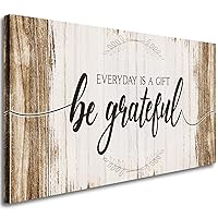 Grateful Canvas Wall Art for Living Room,Everyday Is A Gift Be Grateful Quotes Wall Art,Rustic Wall Art,Inspirational Motto Wall Pictures Prints Stretched Framed Artwork for Bedroom,Home Decor,Ready