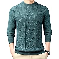 Men's Wool Basic Sweater Men's Twisted Cable-Knit Half Turtleneck Knitted Pullover