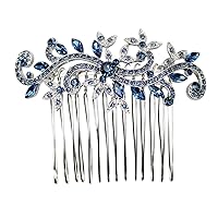 Faship Gorgeous Navy Blue Crystal Floral Hair Comb