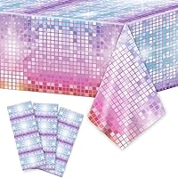 gisgfim 3 Pcs Disco Tablecloth Las Vegas Party Tablecover for Casino Theme Party Supplies Table Cover Table Decorations for 60s 70s 80s 90s Disco Birthday Party Supplies